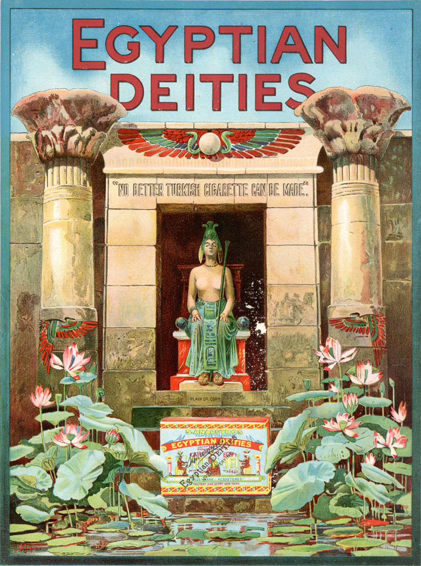 egyptian deities cigarettes Poster – THE QUALITY OF MERCY Antique cigarettes cards. Henly &