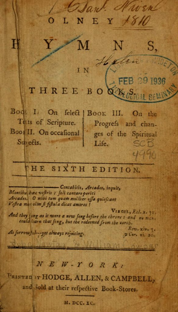 Olney Hymns title page