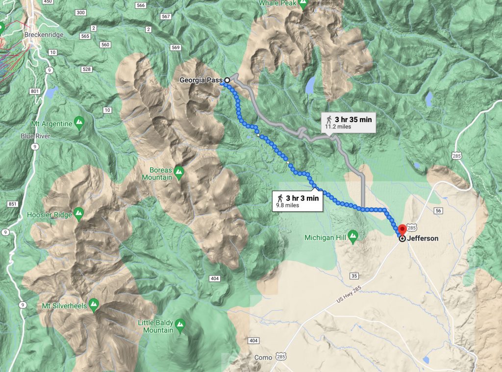Jefferson-to-Georgia Pass Map
